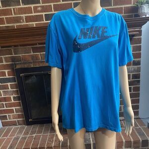 Nike womens Regular Fit‎ Athletic Sports Performance Blue T-Shirt Short Sleeve L